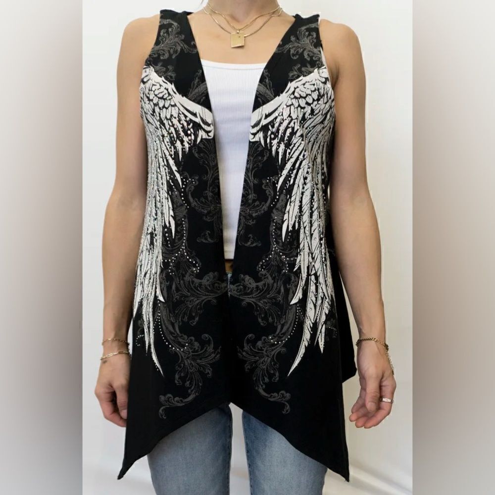 Platinum Plush Angel Wing Rhinestone Cardigan